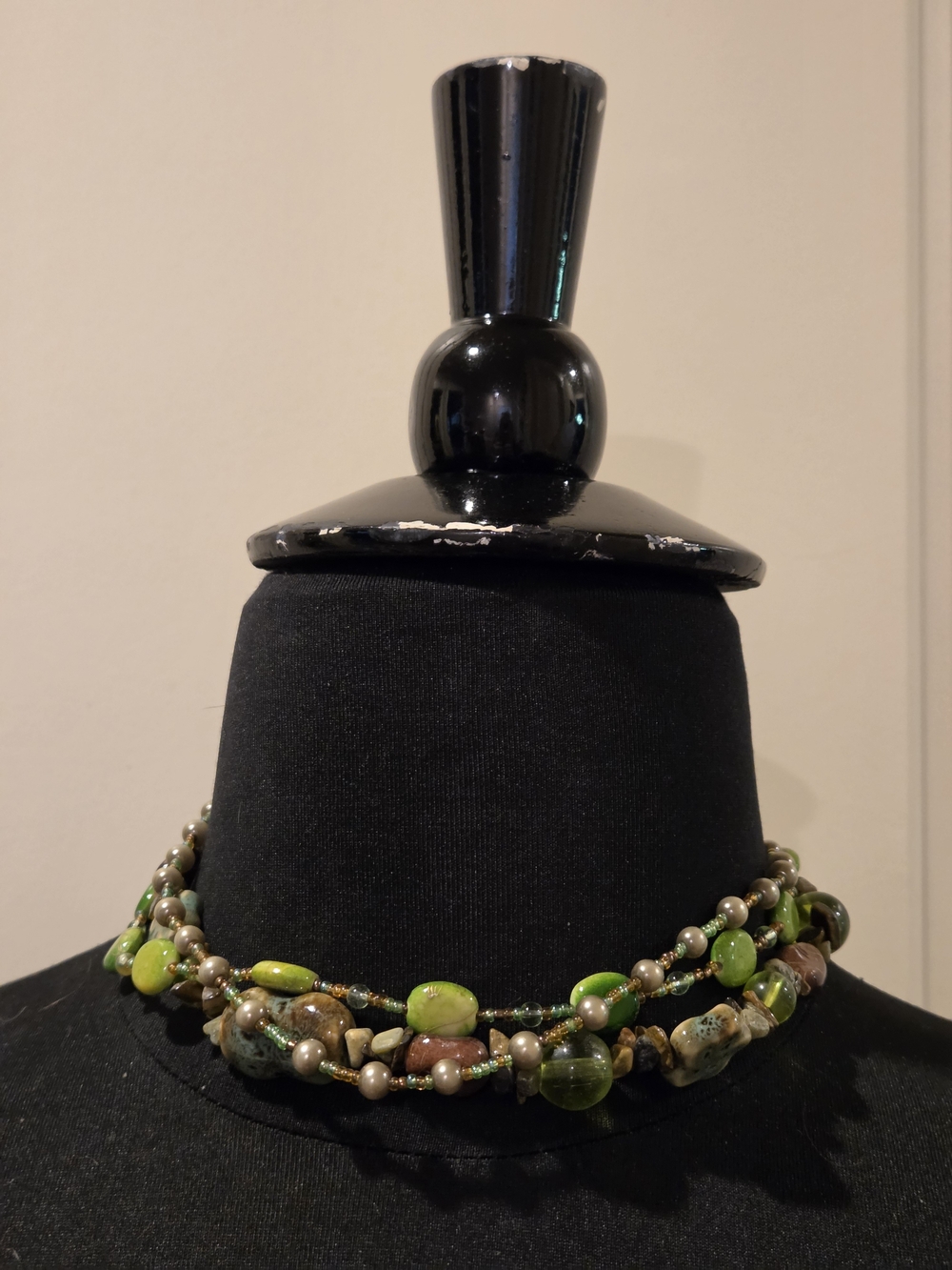 Handcrafted Multi-Strand Green Bead Choker Necklace - Women Jewelry